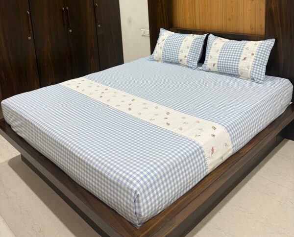 Blue Check Bedsheet King